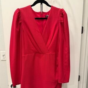 Express Vibrant Hot Pink Long Sleeve Dress